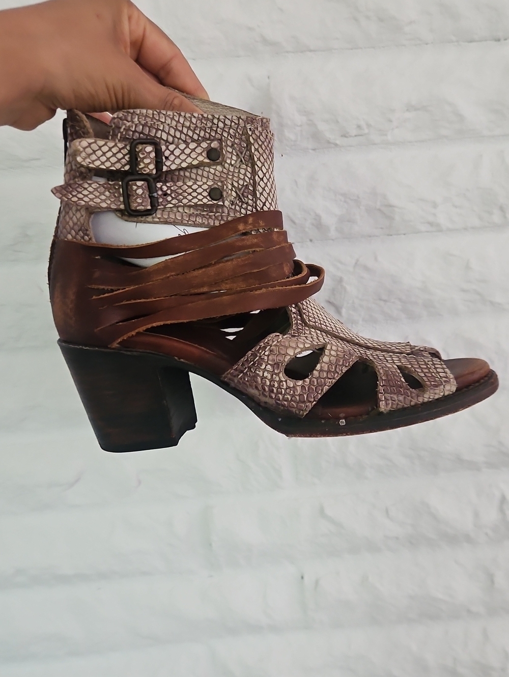 Freebird by Steven Nest Leather Strappy Block Heeled Sandals